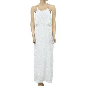 Anthropologie Madilyn Embroidered Maxi Slip Dress Lace Ruffle Resort S